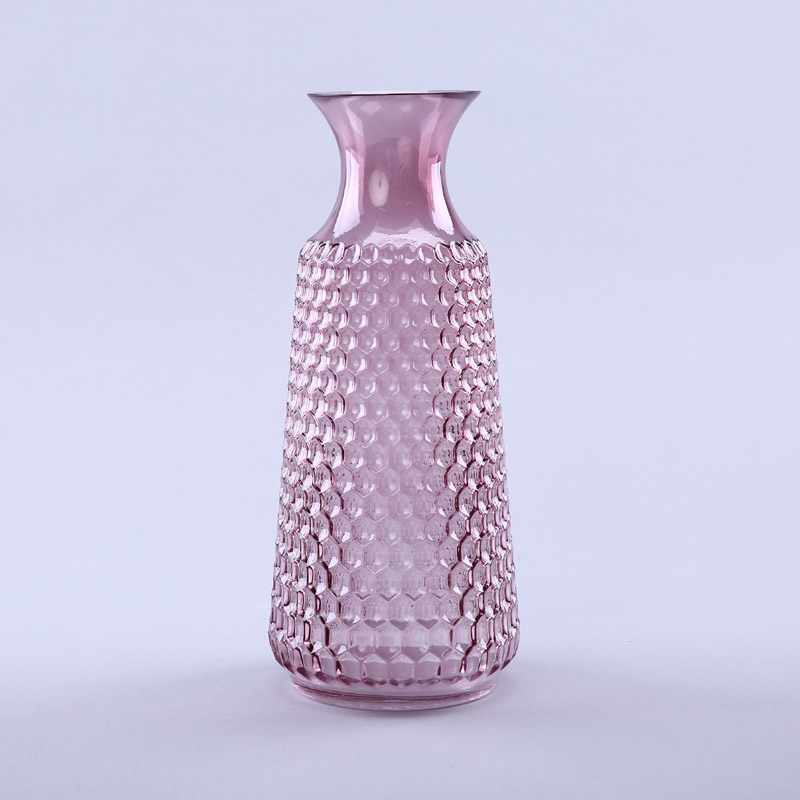 简约粉色玻璃花瓶花器家居玻璃装饰工艺品YL092