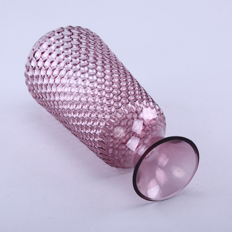 简约粉色玻璃花瓶花器家居玻璃装饰工艺品YL094