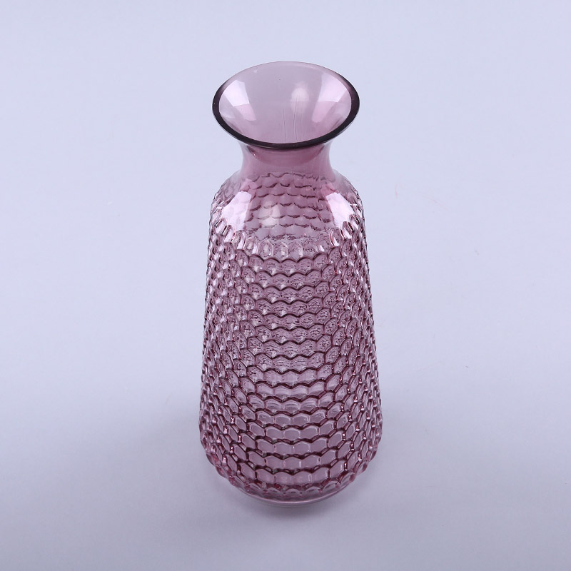 简约粉色玻璃花瓶花器家居玻璃装饰工艺品YL093