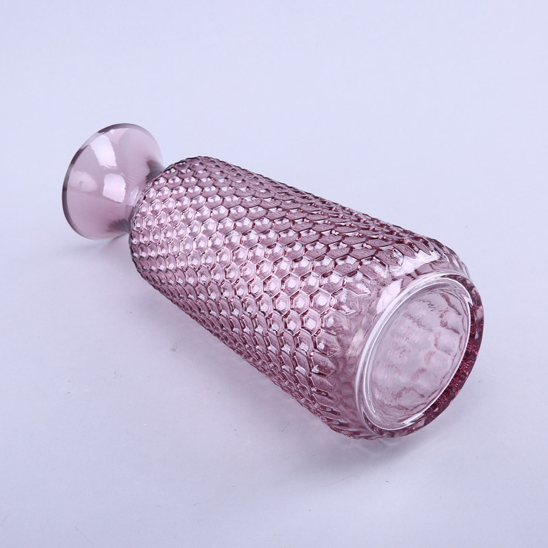 简约粉色玻璃花瓶花器家居玻璃装饰工艺品YL095