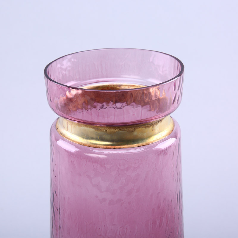 简约粉红色玻璃花瓶花器家居玻璃装饰工艺品YL134