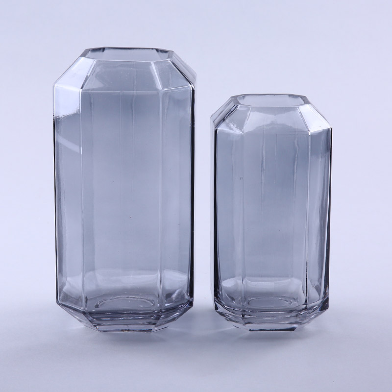 简约灰色玻璃花瓶花器家居玻璃装饰工艺品YL161
