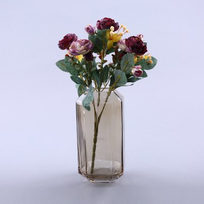 简约浅茶色玻璃花瓶花器家居玻璃装饰瓶工艺品YL17