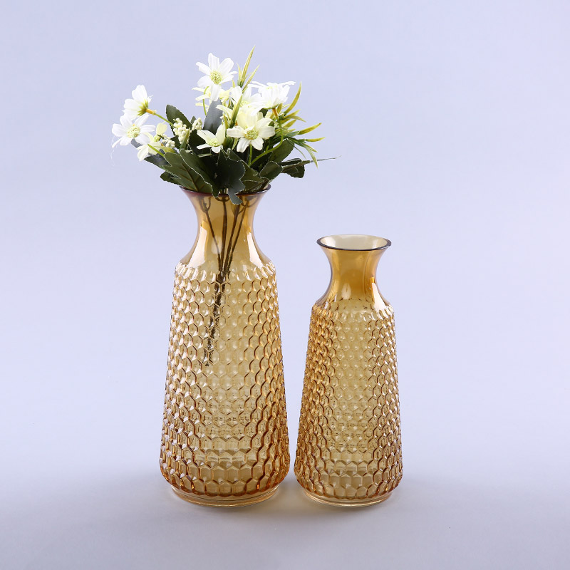 简约茶色玻璃花瓶花器家居玻璃装饰工艺品YL152