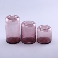 简约粉红色玻璃花瓶花器家居玻璃装饰工艺品YL23