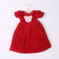 红色可爱小熊公主裙小衣服擦手巾 ZN217