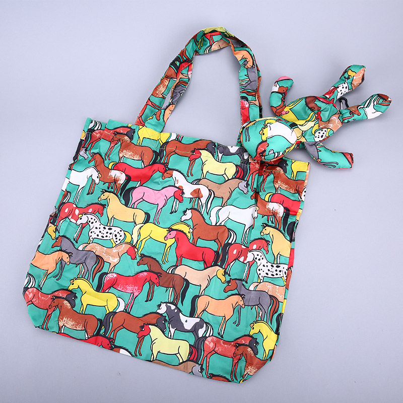 小熊收藏式环保袋 时尚创意花纹便携环保袋可爱公仔包包 GY204