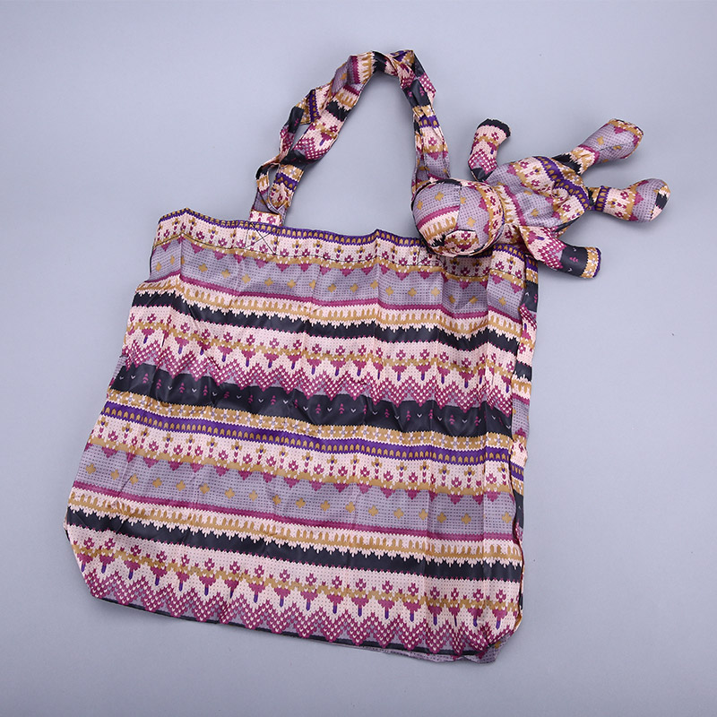 小熊收藏式环保袋 时尚创意花纹便携环保袋可爱公仔包包 GY144