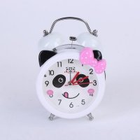 3寸圆形17064熊猫双打铃钟卡通儿童闹钟 JSD81