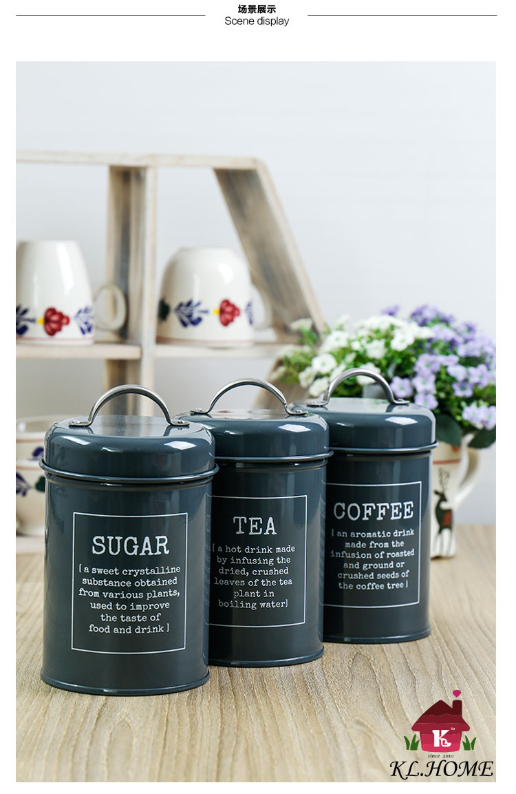 开利日式实用创意简约深灰色储物套装茶叶咖啡糖罐收纳罐X021包邮4
