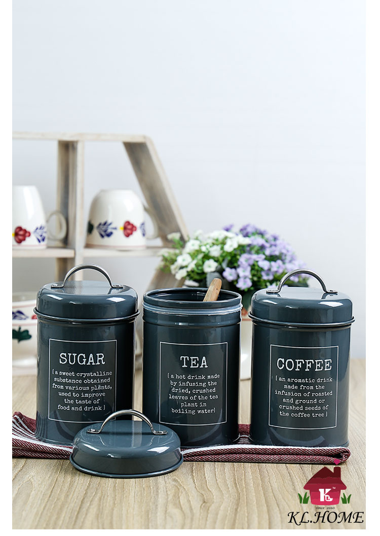 开利日式实用创意简约深灰色储物套装茶叶咖啡糖罐收纳罐X021包邮1
