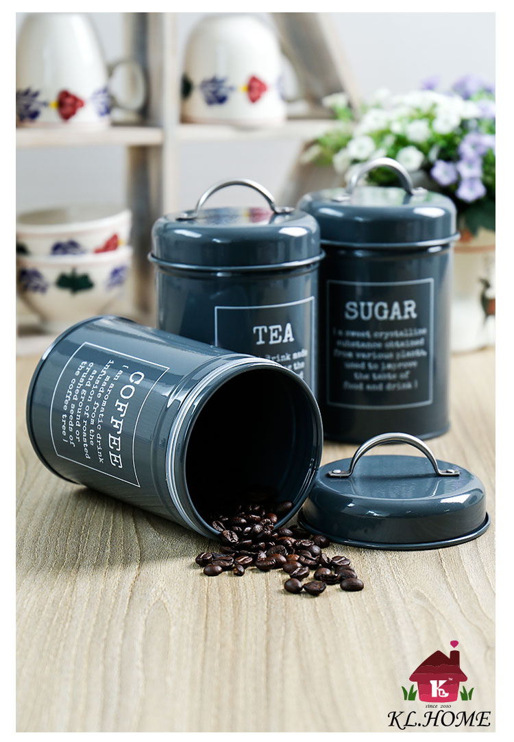 开利日式实用创意简约深灰色储物套装茶叶咖啡糖罐收纳罐X021包邮5
