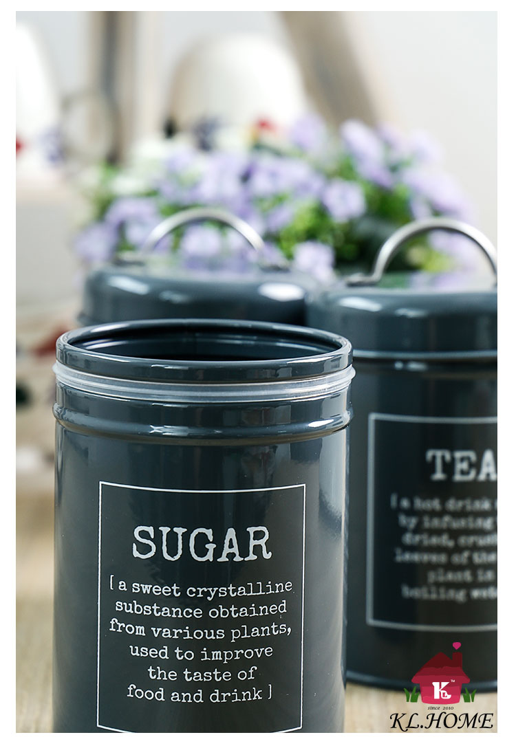 开利日式实用创意简约深灰色储物套装茶叶咖啡糖罐收纳罐X021包邮7