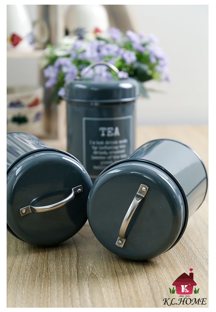 开利日式实用创意简约深灰色储物套装茶叶咖啡糖罐收纳罐X021包邮8