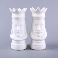 简约创意装饰国际象棋主题摆件两件套 白色国际象棋国王家居摆设装饰品摆件 SS071