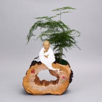 中式禅意空间小沙弥盆栽摆件 平安纳福创意禅意悟慧装饰摆件 盆栽摆设家居实用礼品 HN961B