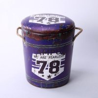 工业风 皮面木桶储物凳二件套 复古做旧效果储物凳 SRJ31