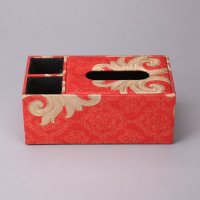 简约皮制多用途长方形红色纸巾盒卧室客厅装饰