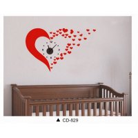 红色爱心时钟贴画