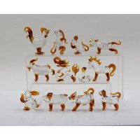 中式12生肖动物玻璃摆件风水招财装饰