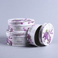 新款薰衣草装饰圆形三件套礼品盒 糖果月饼盒礼品盒礼物盒 定制批发 W89303