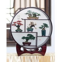 中式创意5棵装花好月圆天然微型盆景高档礼品