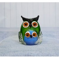 西式创意猫头鹰造型琉璃摆件客厅卧室装饰NN2