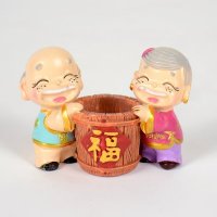 中式树脂幸福百年小摆件-抱福桶书房卧室装饰DY9928