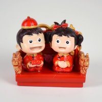 中式温情娃娃小对坐坐龙椅摆件 经典娃娃摆件时尚创意家居礼品DY9255