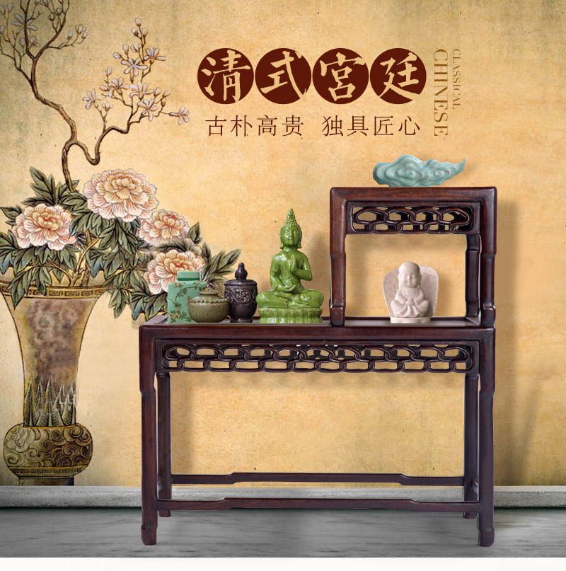 红木高低花几，晚清（不含税）1