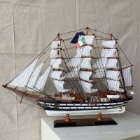 木质帆船模型摆件 地中海仿真实木船工艺船 韦斯普奇号65cm
