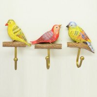 欧式田园小鸟造型挂衣钩衣帽钩一套三件