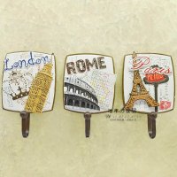 欧式复古名胜建筑挂衣钩衣帽钩一套三件