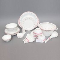 高档50头粉蓝记忆骨瓷餐具套装 厨房餐厅时尚餐具 高档餐具盘 碗碟套装 结婚送礼10001626