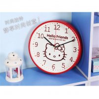 简约创意时尚塑料静音Kitty挂钟 客厅卧室装饰时钟