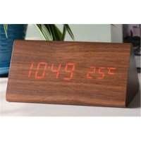 时尚创意木头带温度计电子显示钟 桌面床头装饰时钟