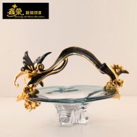 鑫荣 欧式透明蝴蝶玻璃水果盘干果盘 样板房客厅结婚礼物收纳摆件