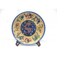 中式复古陶瓷粉彩盘子摆件家居装饰摆件