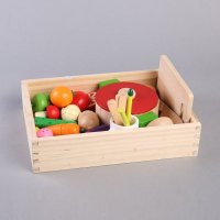 儿童木制玩具 超大木盒木质水果蔬菜切切乐过家家厨房玩具2H910703