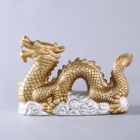 中式雕刻彩绘工艺陶瓷摆件 龙腾盛世陶瓷送礼样板房装饰家居摆件 LTSS