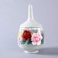 中式雕刻彩绘工艺陶瓷摆件 向上A：争艳储物罐陶瓷送礼样板房装饰家居摆件 ZY1