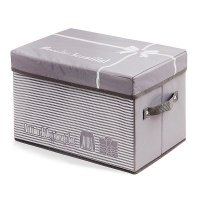 简约条纹烟灰色牛津布衣物收纳盒收纳箱（中号）