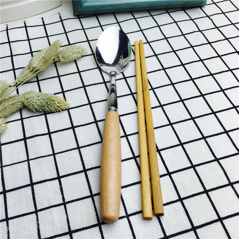 学生不锈钢便携式餐具套装创意叉勺筷子可爱套装儿童旅行餐具3