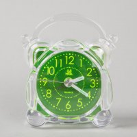 简约时尚绿面透明小闹钟 办公室桌面床头时钟