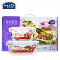 正品乐扣乐扣饭盒套装耐热玻璃微波炉保鲜盒两件套LLG831S905