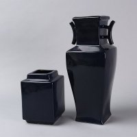中式高温陶瓷花瓶摆件 高品质黑色装饰瓶摆件 家居装饰工艺品陶瓷装饰瓶摆件YMTC18
