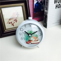 简约蓝色静音床头打铃钟闹钟 桌面个性创意时钟