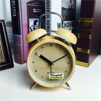 简约复古做旧黄色静音床头打铃钟闹钟 桌面个性创意时钟