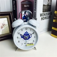 简约复古做旧白色静音床头打铃钟闹钟 桌面个性创意时钟