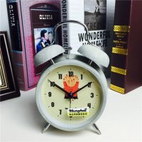 简约复古做旧灰色静音床头打铃钟闹钟 桌面个性创意时钟